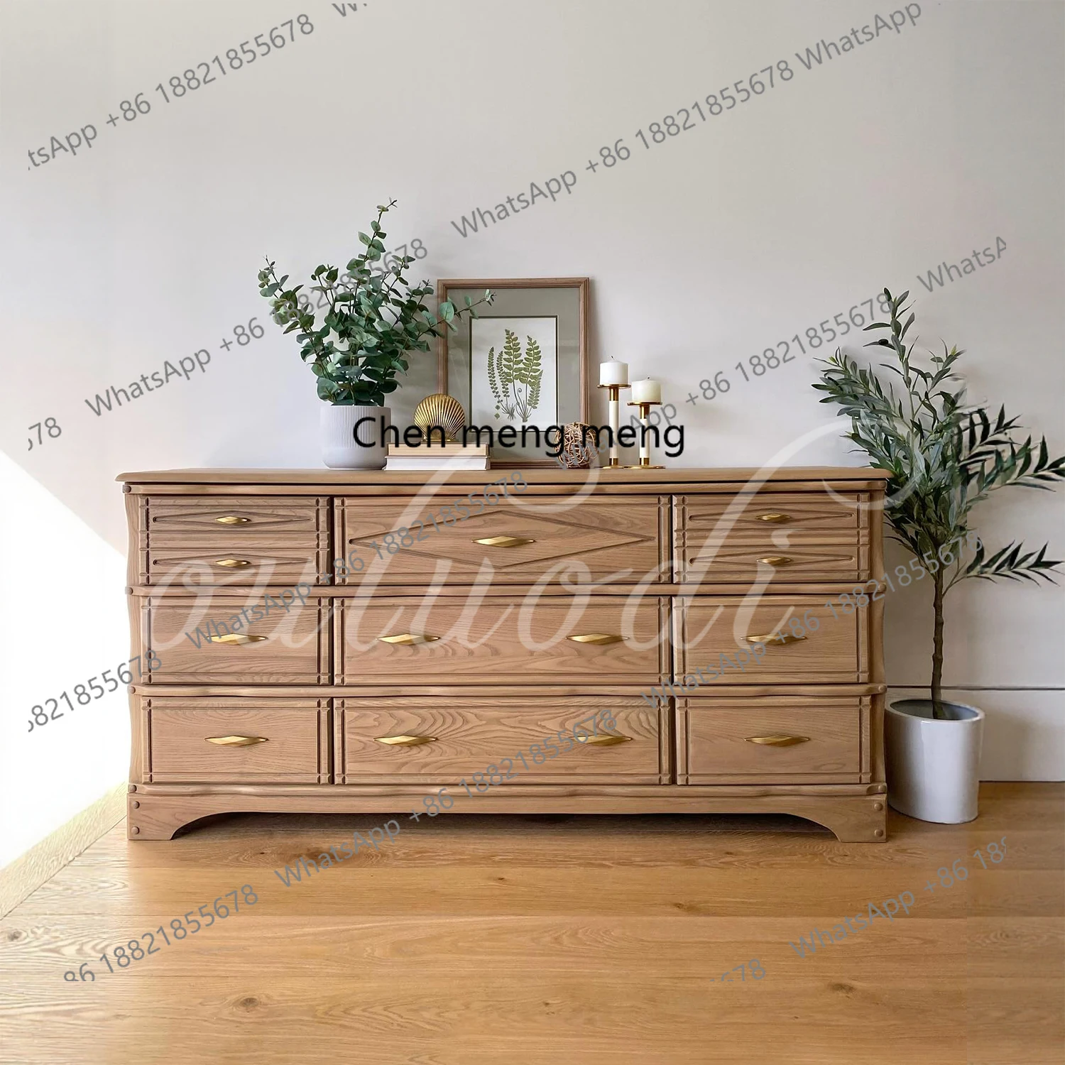 

American country solid wood chest villa bedroom wall locker French simple living room high-end medieval side cabinet