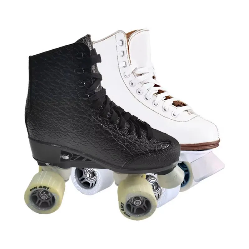 

Customized Outdoor Artistic White Double Row 4 Wheel Girls Adults Woman Quad Roller Skates
