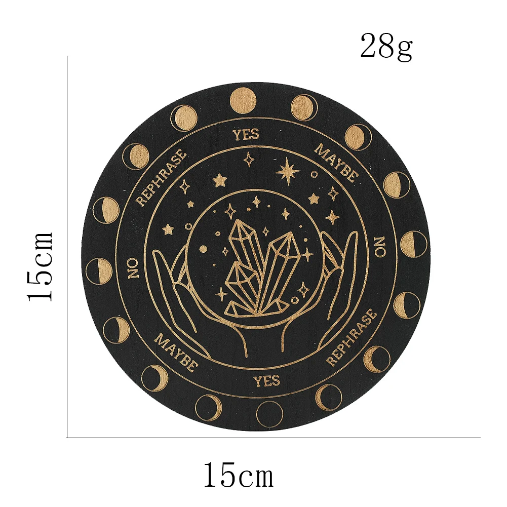 Cuscino in cristallo di legno a doppia faccia Gioco da tavolo Tavola da meditazione energetica Forniture per rituali di meditazione yoga Nero 15 cm