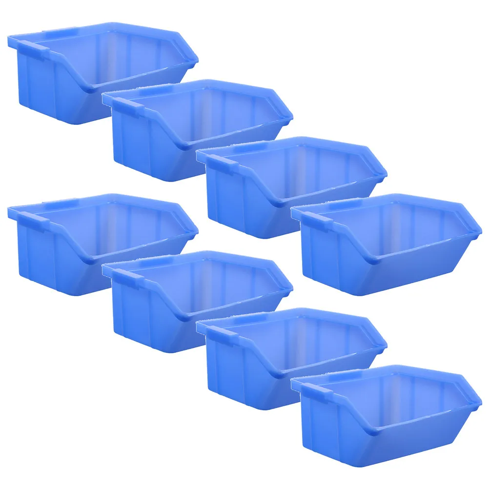 8Pcs Precision Molded Plastic Parts Box Sturdy Nesting Storage Bin for Warehouse Workshop Home Maintenance Tool Organization