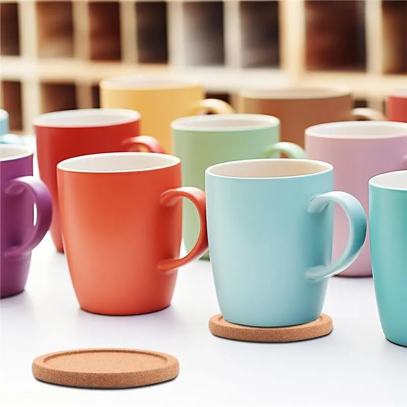 AB02 18 Pcs Cork Coasters With Lip, 4 Inch Absorbent Drink Coaster ,Non-Slip,Suitable For Mugs,Glasses,Coffee Coasters