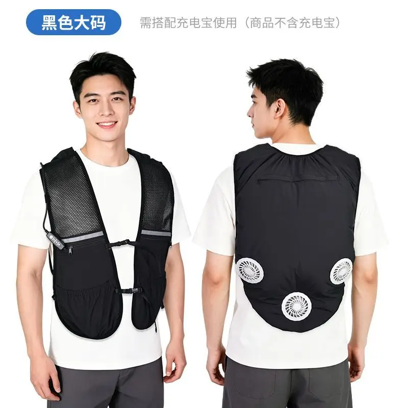 Triple-fan Evaporative Cooling Vest, Single-piece Heat Reduction Body Apparel for Summer Outdoor Working Scenarios