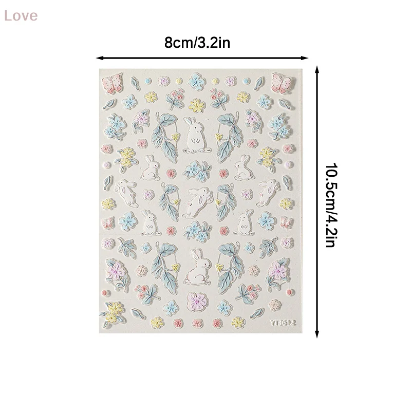 [L & P] جميل الدب الأرنب الكرتون 5D تنقش النقوش ذاتية اللصق مسمار الفن زينة ملصقات ثلاثية الأبعاد مانيكير الشارات