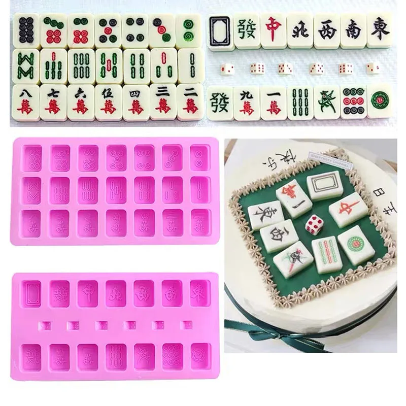 Chinese Mahjong Tile Set Silicone Mold Dice Chocolate Soap Ice Cube Tray Patterns Like All In One Suit Thirteen Orphans Resin