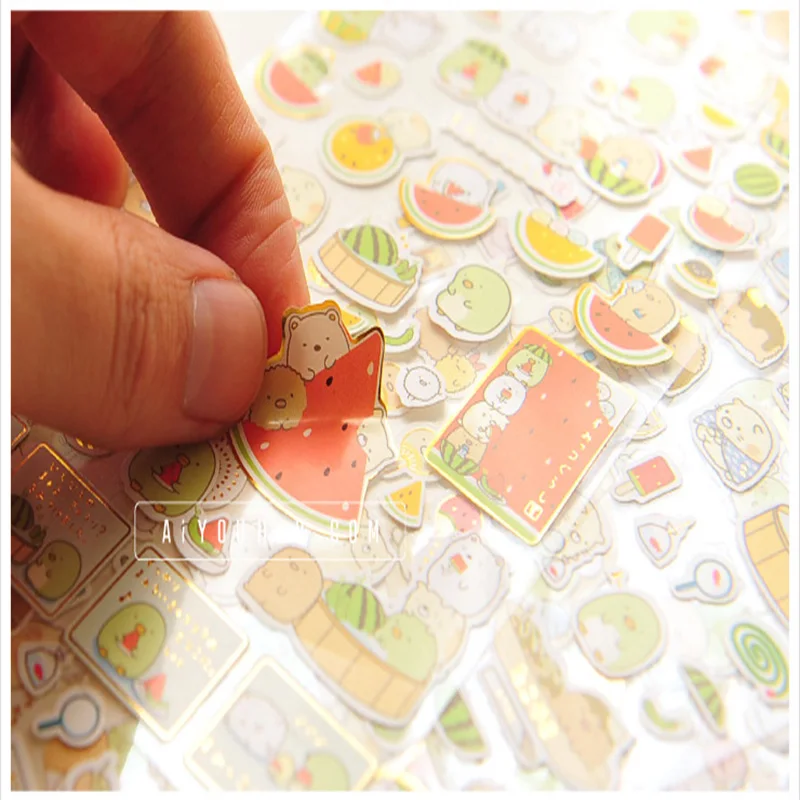 1PCS Kawaii Cartoon Animal Watermelon Sticker Hand Account Diary DIY Decoration Stationery Sticker