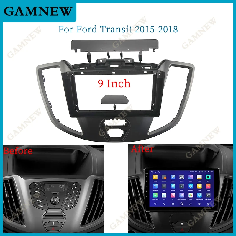 9 Inch Car Frame Fascia Adapter Canbus Box Decoder Android Radio Dash Fitting Panel Kit For Ford Transit 2015-2018