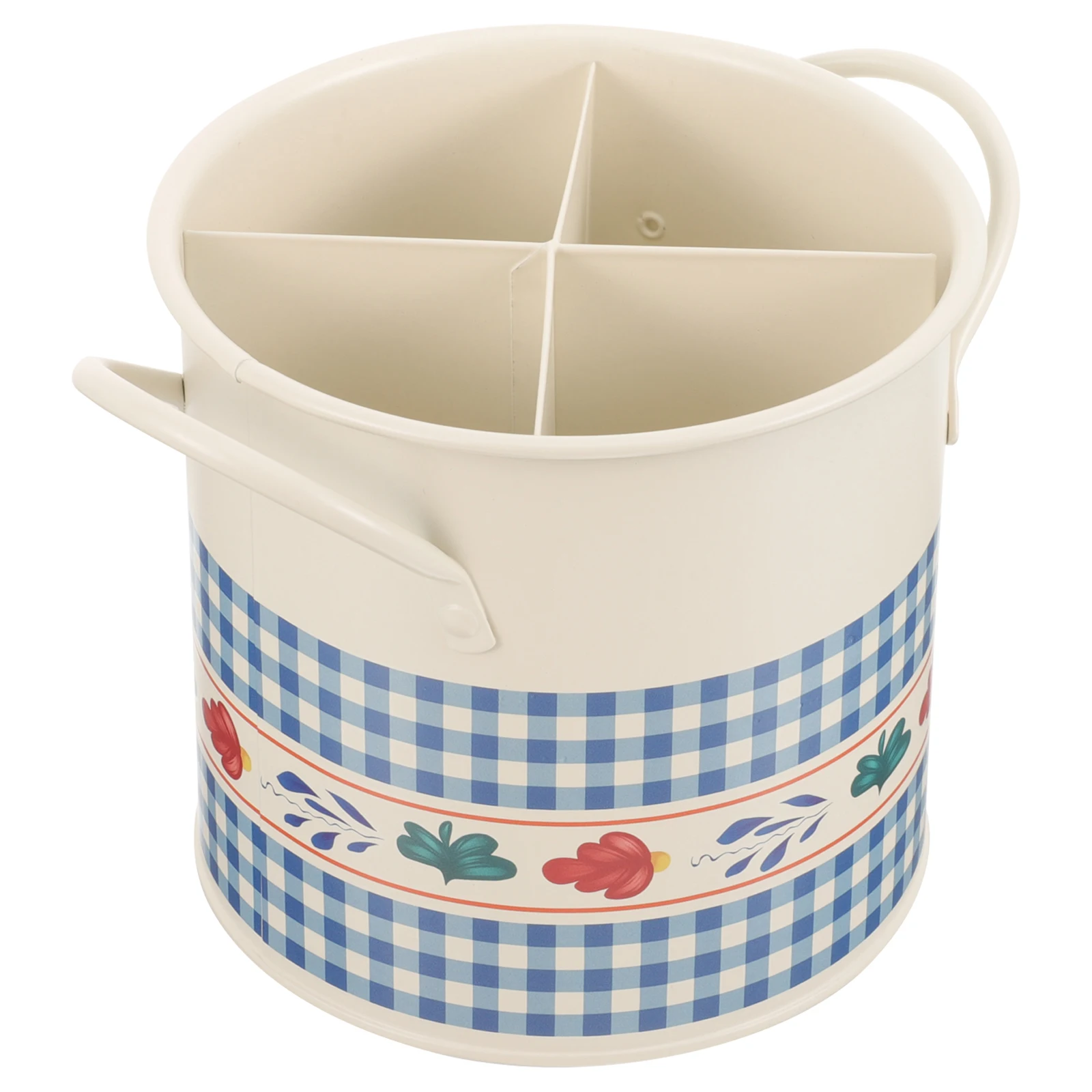 

Retro Cutlery Holder Chopstick Storage Box Decorative Organizer 4 Compartments Kitchen Utensils Holder Metal Bucket Wall Mount