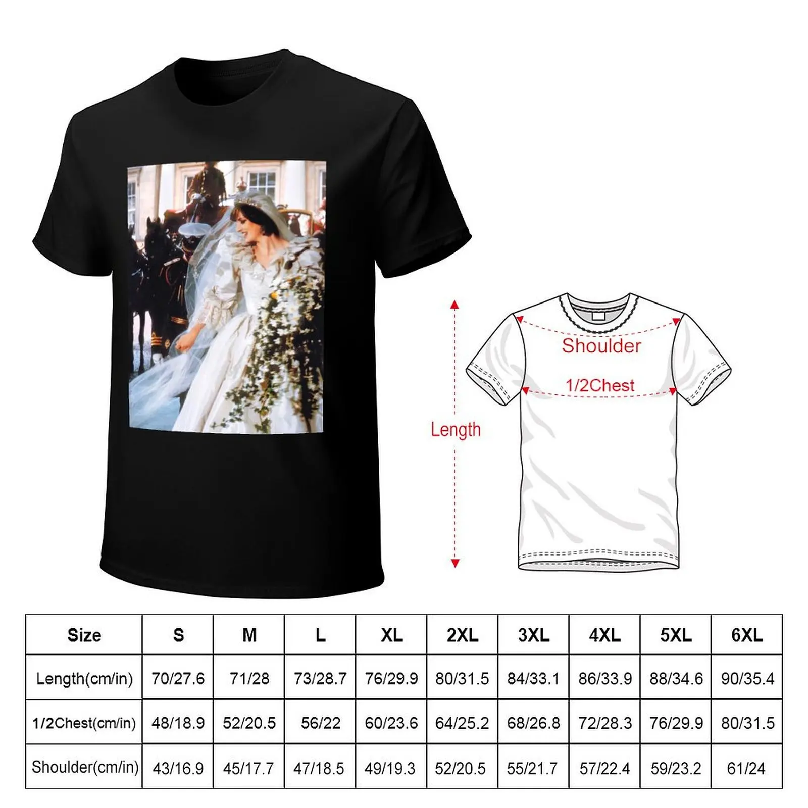 Princess Diana on her wedding day, 1981. T-Shirt Casual All Match Tee Shirt for Men
