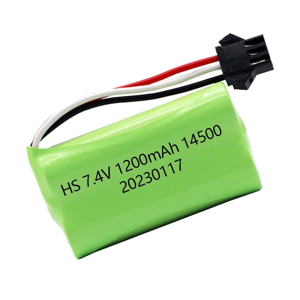 1-10PCS 7.4V 1200mAh 14500 SM3P Plug Li-ion battery for Electric Toy water bullet gun toy parts 7.4V battery for Vehicles RC toy