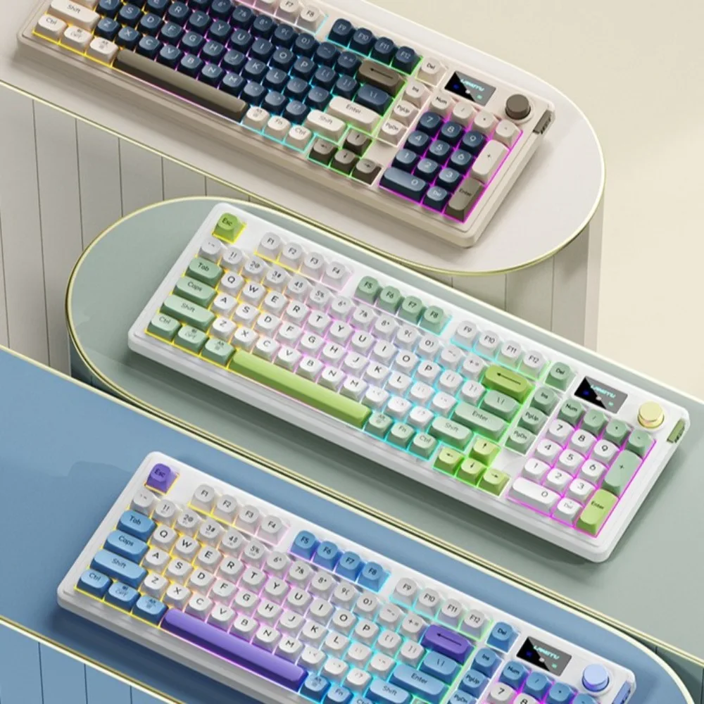 

New L98 Bluetooth Keyboard Silent Tri-Mode Gaming Keyboard With Knob RGB Backlit Office Keyboard Game and Office
