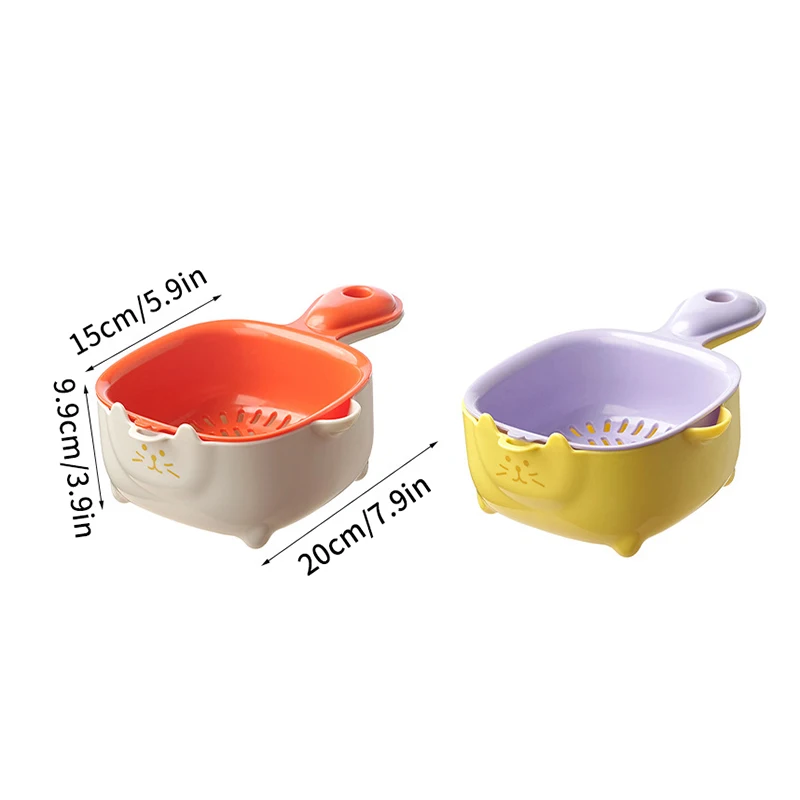 Kleine fruitvergiet, fruitspoelzeefcontainer, dubbellaagse groentesnij- en afvoermand