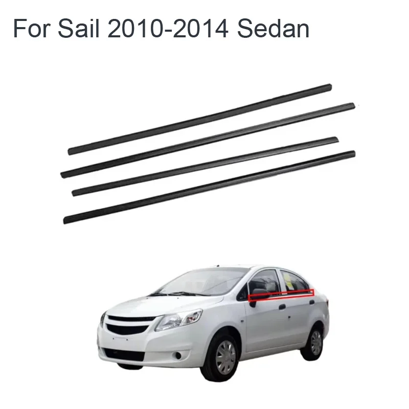 

Black 4Pcs Window Rubber Trim For Chevrolet Sail 2010-2014 Sedan Weatherstrip Seal Strips Rubber Door Moulding Trim 92099215