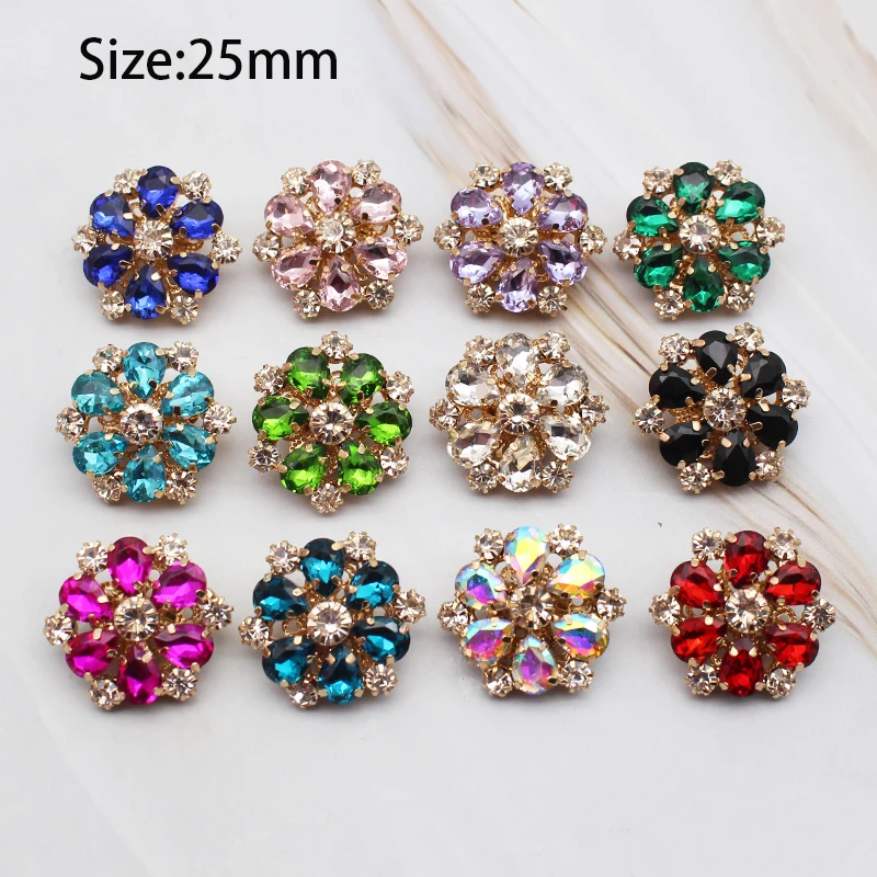 25mm New Metal Crystal DIY Buttons Hand-sewn furs Cardigan Jacket With Rhinestone Button With Handle