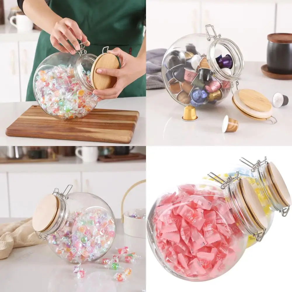 

Airtight Bamboo Lid Glass Jars for Candy, Cookies, Snacks - 68 fl oz, 2-Pack