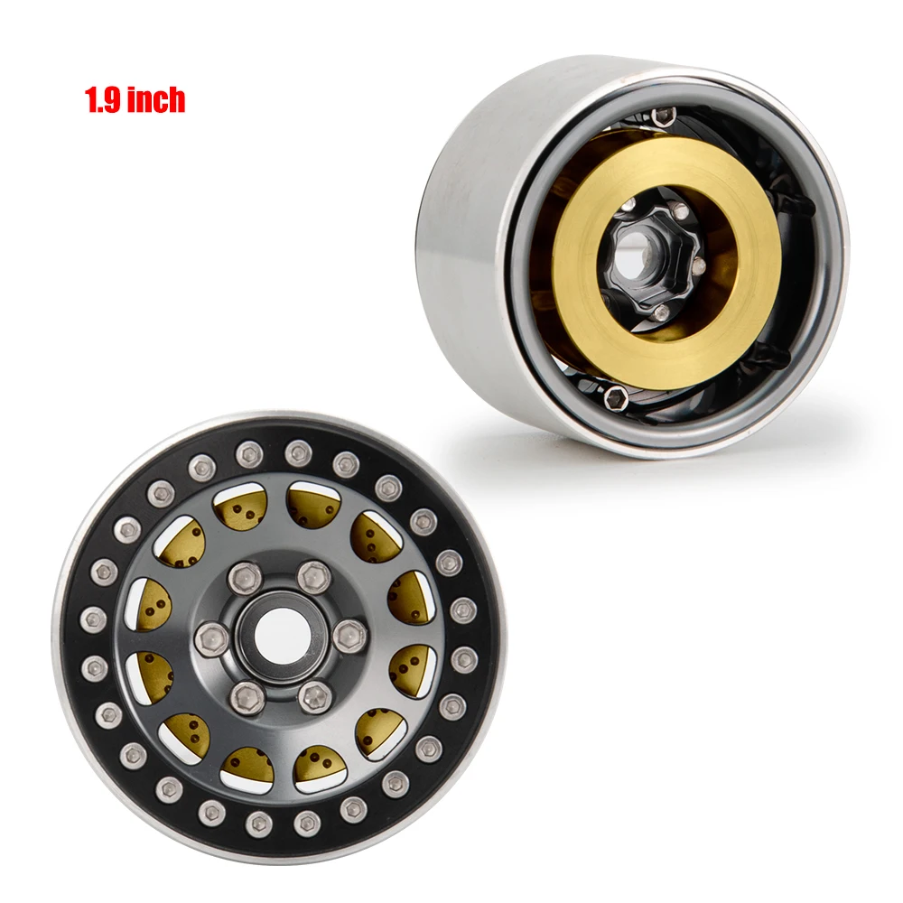 YEAHRUN 2Pcs 1.9/2.2 inch Wheel Rims Brass Internal Counterweight Balance Weights for Axial SCX10 TRX-4 1/10 RC Car Model Parts