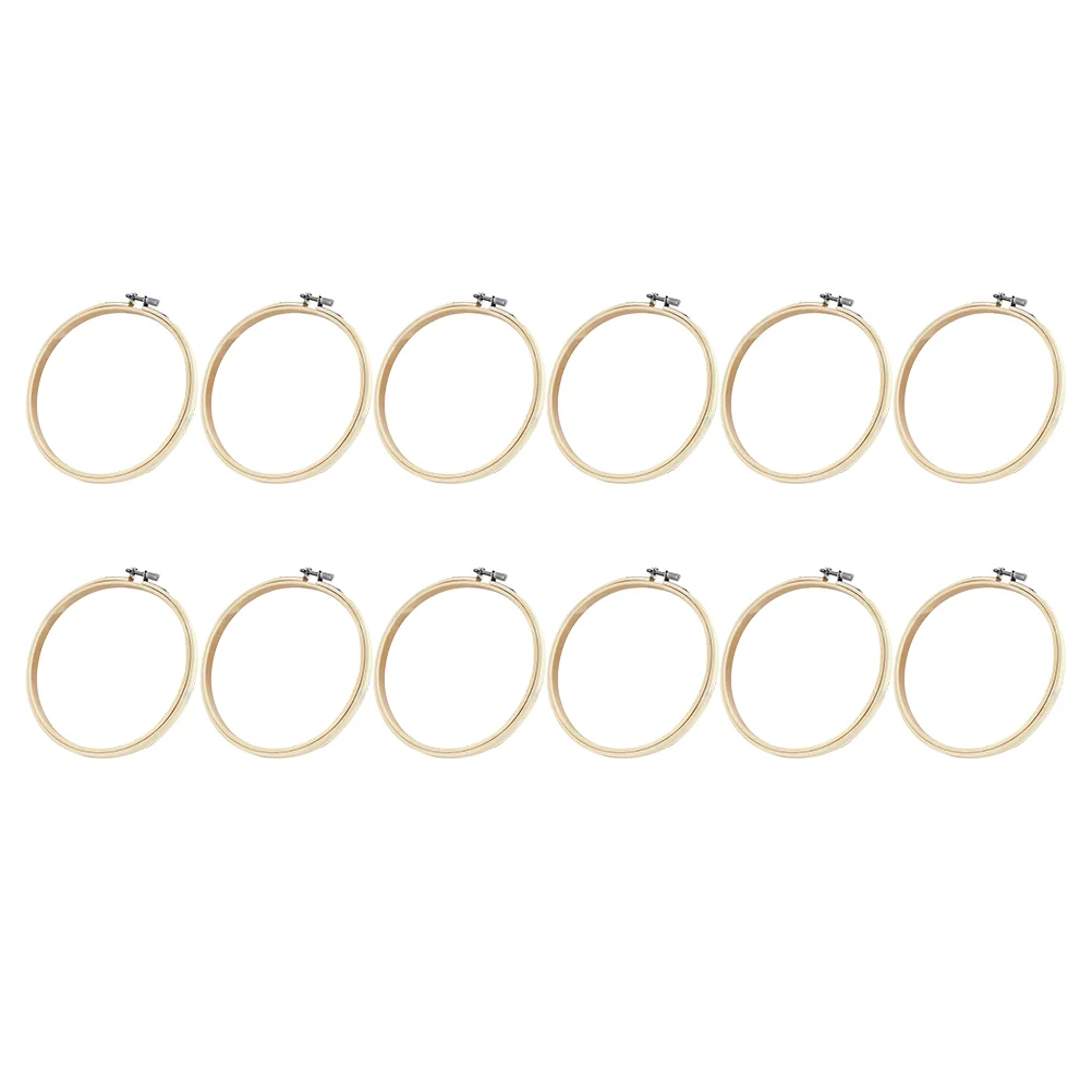 

12 Pcs Embroidery Hoop Round Rings Circles Cross Stitch 20x20cm Frames Hoops Khaki Supplies