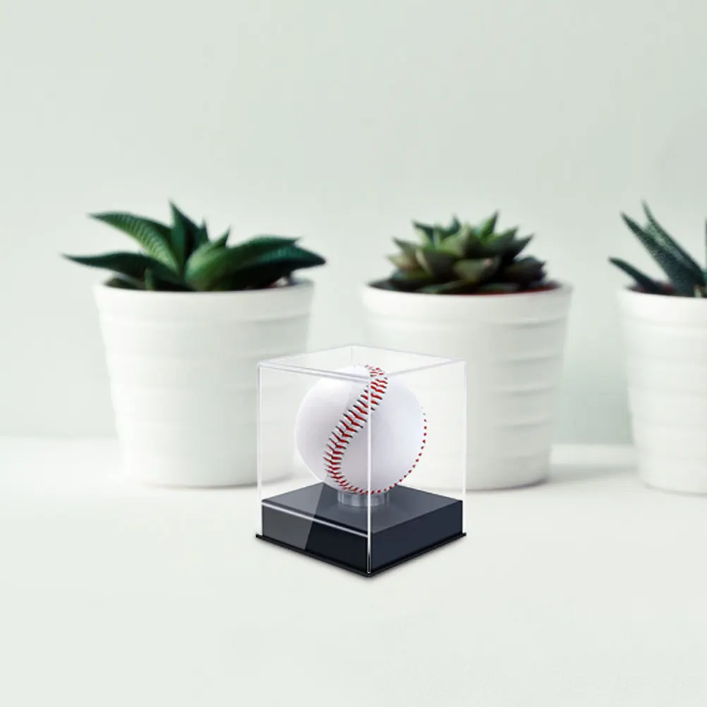 Clear Display Box for Baseball Softball Rugby Collectibles 2Pcs Acrylic Showcase Case Cap Bobble Head Figure Storage Model Car