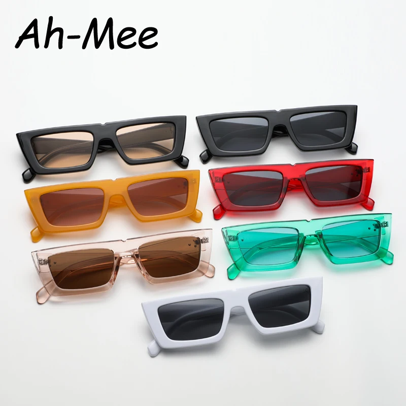 แฟชั่นแว่นตากันแดดรูปสี่เหลี่ยมผืนผ้าผู้หญิง Y2K Retro Small Square Sun แว่นตายี่ห้อ Designer แว่นตาที่มีสีสันสําหรับหญิง Oculos