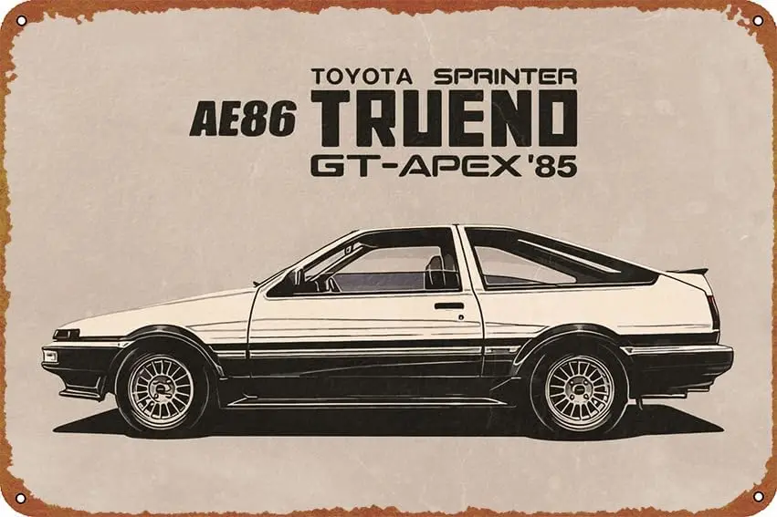 Initial D Anime-Poster, Vintage-Blechschild, einzigartige Metall-Wanddekoration für Zuhause, Bar, Diner, Pub, lustige Küchendekoration, lustiges Aluminium