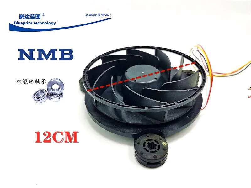 NMB 12038ge-12m-yu Refrigerator 12v0.26a Turbine Bracket 14cm Double Ball Cooling Fan Fan