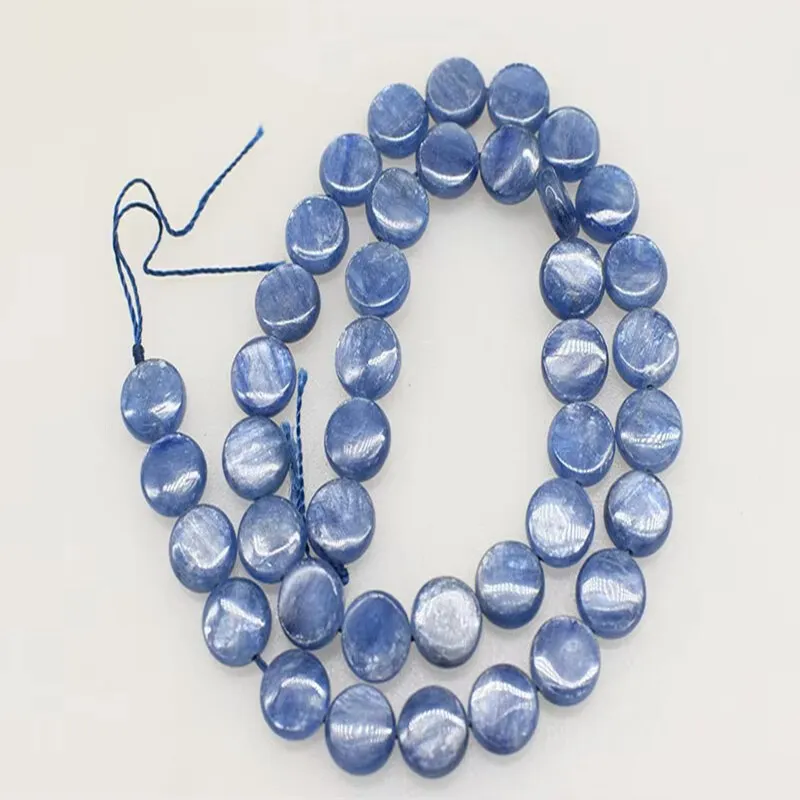 7A Kyanite Blue Coin/Square Flat Oval 10MM For DIY Jewelry Making FPPJ Wholesale Loose Beads Nature 38cm