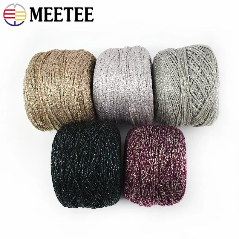 

1Roll(100g) Gold Silver Thread Cord Bright Metallic Knitting Rope for Crochet Bag Hand-woven Cord Decor Crafts DIY Accessories