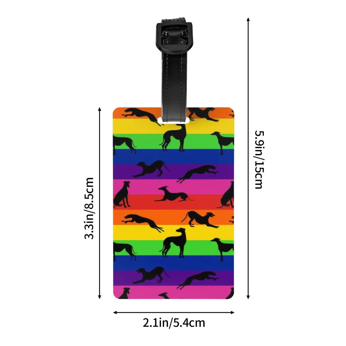 Custom Greyt Greyhound Rainbow Luggage Tag Privacy Protection Whippet Sighthound Dog Baggage Tags Travel Bag Labels Suitcase