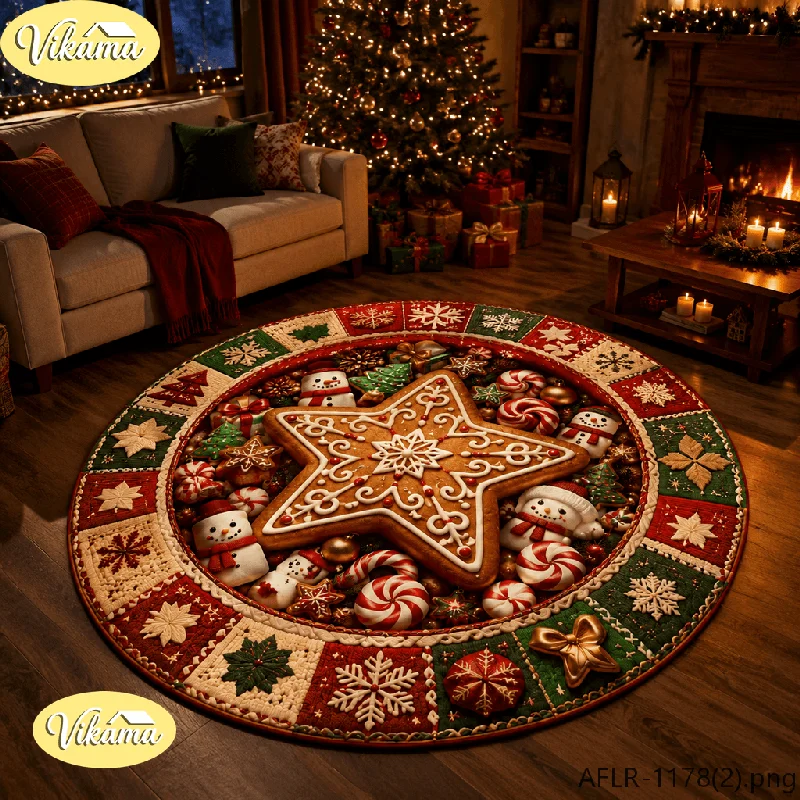 VIKAMA Fall Round Rug Pumpkin Maple Leaf Print Circular Mat Non Slip For Living Room Bedroom Dining Room Holiday Home Decor