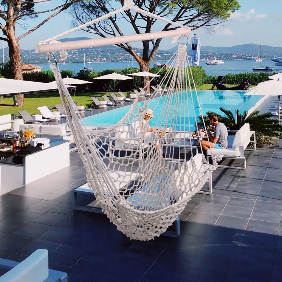

Indoor Outdoor Garden Cn Hanging Rope Air Sky Chair Swing Beige Hammocks