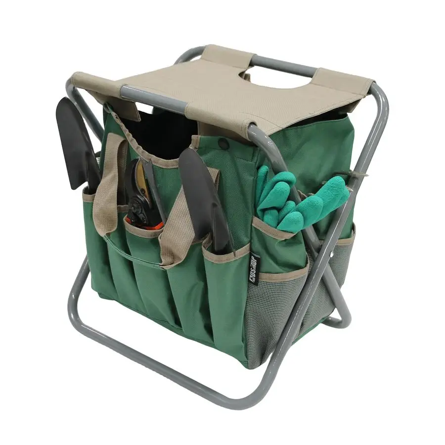 

Складной садовый стул со съемной сумкой-органайзером, набор для хранения садовых инструментов для рыбалки, активного отдыха, походов и кемпинга