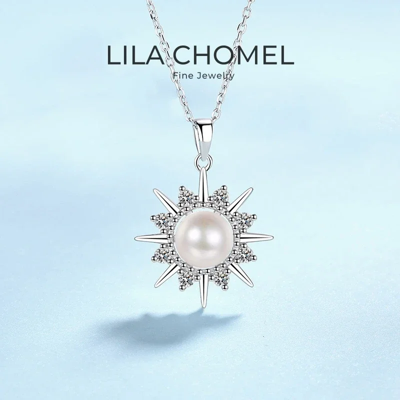 

Girl Birthday Gift 18K White Gold Wedding Necklaces 0.32CT Moissanite Diamond Pearl Pendant Women PT950 Platinum Fine Jewelry