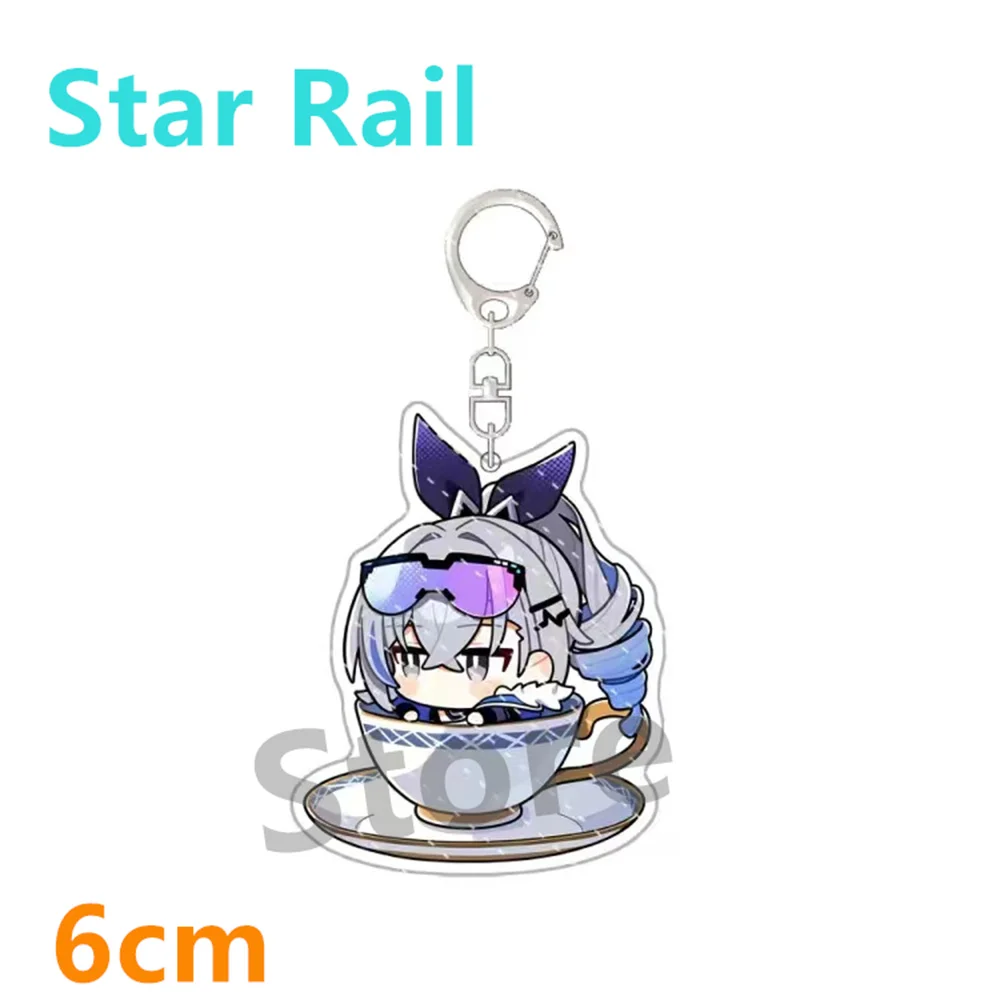 New Anime Honkai: Star Rail Imbibitor Lunae Jingyuan Kafka Teacup Keychain Cute Cartoon Anime Pendant Key Ring Gift