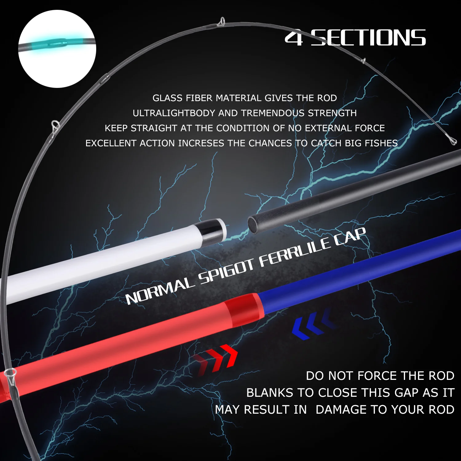 Sougayilang 4 أقسام إغراء الصيد رود الغزل/الصب خفيفة الوزن قصبة صيد خشبية الألياف الزجاجية السفر قضيب الصيد Pesca