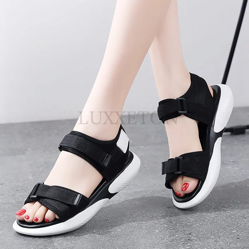 Womens Flat Sandal Plus Size Women Casual Sandals Summer Platform Shoes Flat Sandalen Dames Schoenen Black Pink Woman Shoes