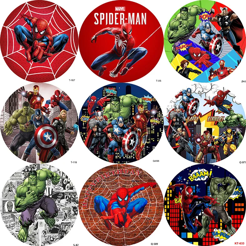 Superhero The Avengers Round Covers Backdrops Boys Birthday Party Background Decoration Round Banner Props Elastic