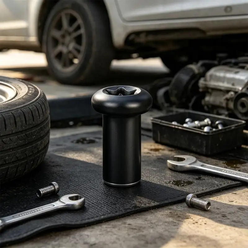 M76E Door Hinge Repair Hardware Black 8 Piece Threaded Nut Inserts with Flanged Base for Replacement Service Work