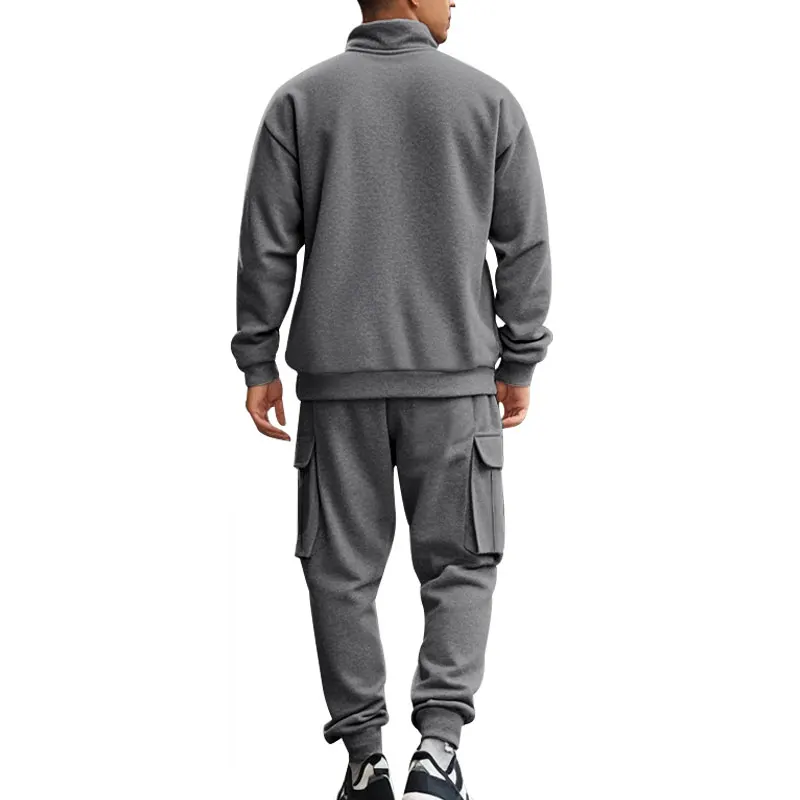 New Men's Tracksuit Autumn And  Winter Clothing Warm Fleece Stand-up Collar Sweatshirt And Trousers Two-piece Set Men's Clothing