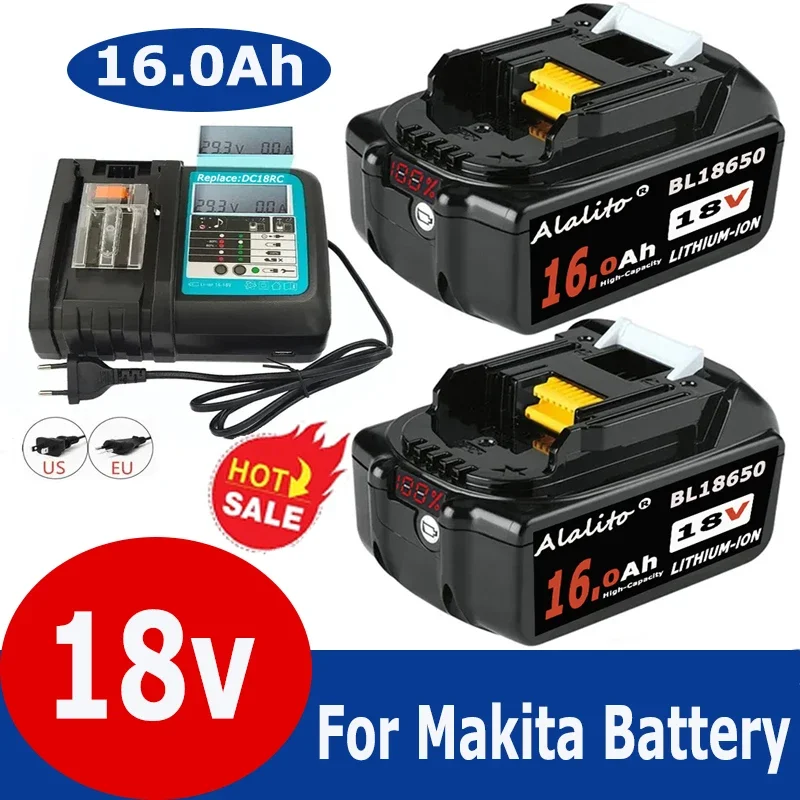 

NEW With LED With display screen Rechargeable Battery 18V 16000mAh Lithium ion for Makita 18v Battery 16Ah BL1840 BL1850 BL1830