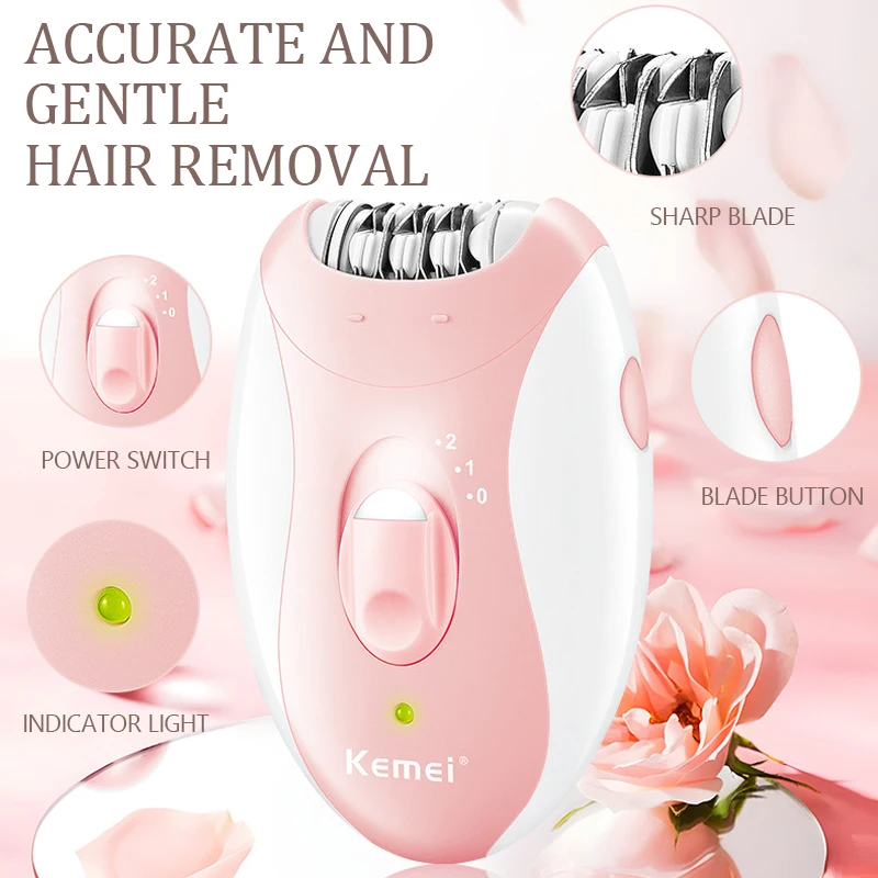 Kemei Rechargeable Women Epilator Facial Hair Remover Bikini Trimmer Body Lady Shaver Leg Electric Razor Pubic Underarm Arm