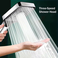 New 13cm Large Panel Shower Head Adjustable 3 Modes High Pressure Massage Shower Head Filter Element Bathroom Accessories