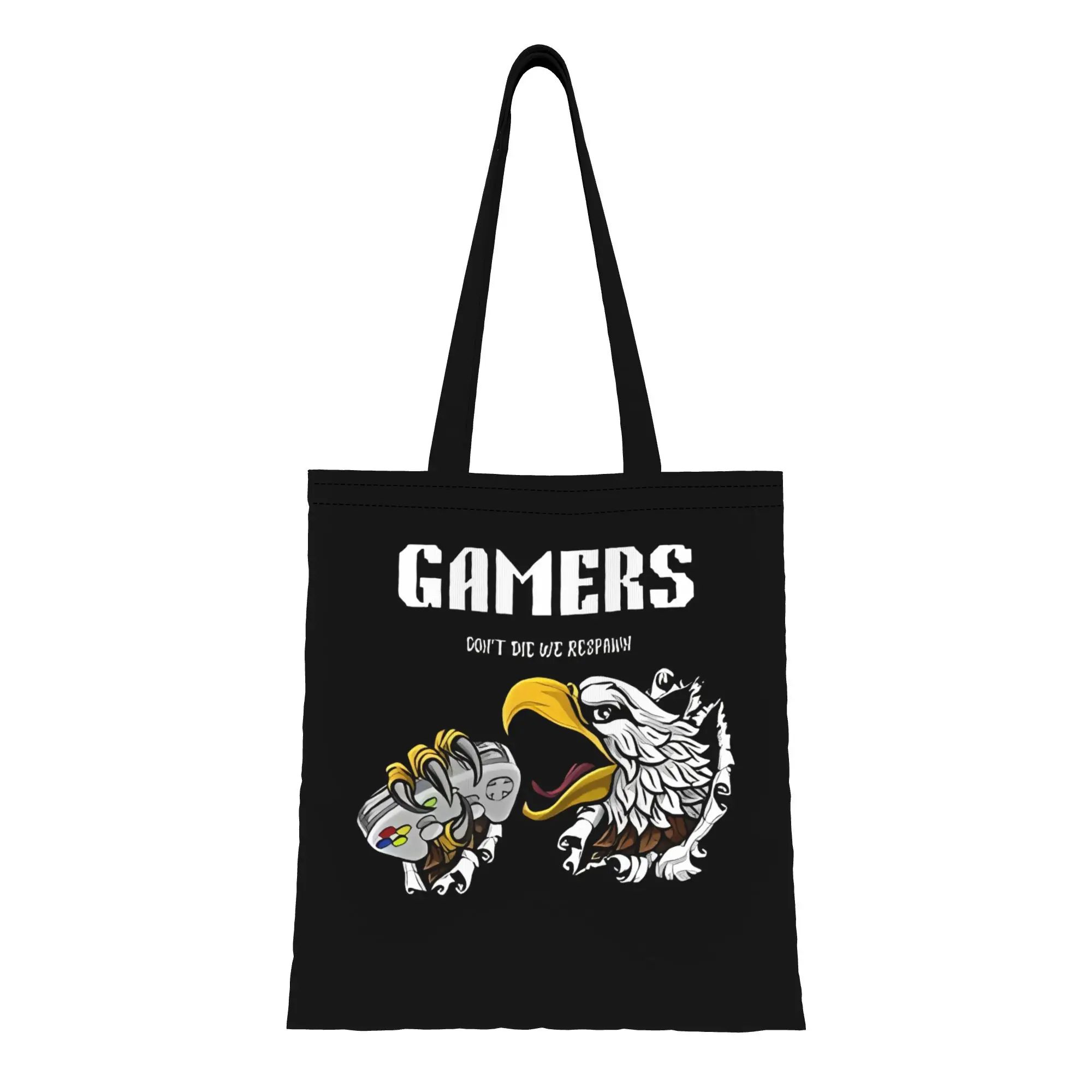 Rog Gamers Don't Die Canvas Woman Tote Bag for Shopping Travel Outdoor Heavy Duty Shoulder Handbag Graduation Youth Day gift