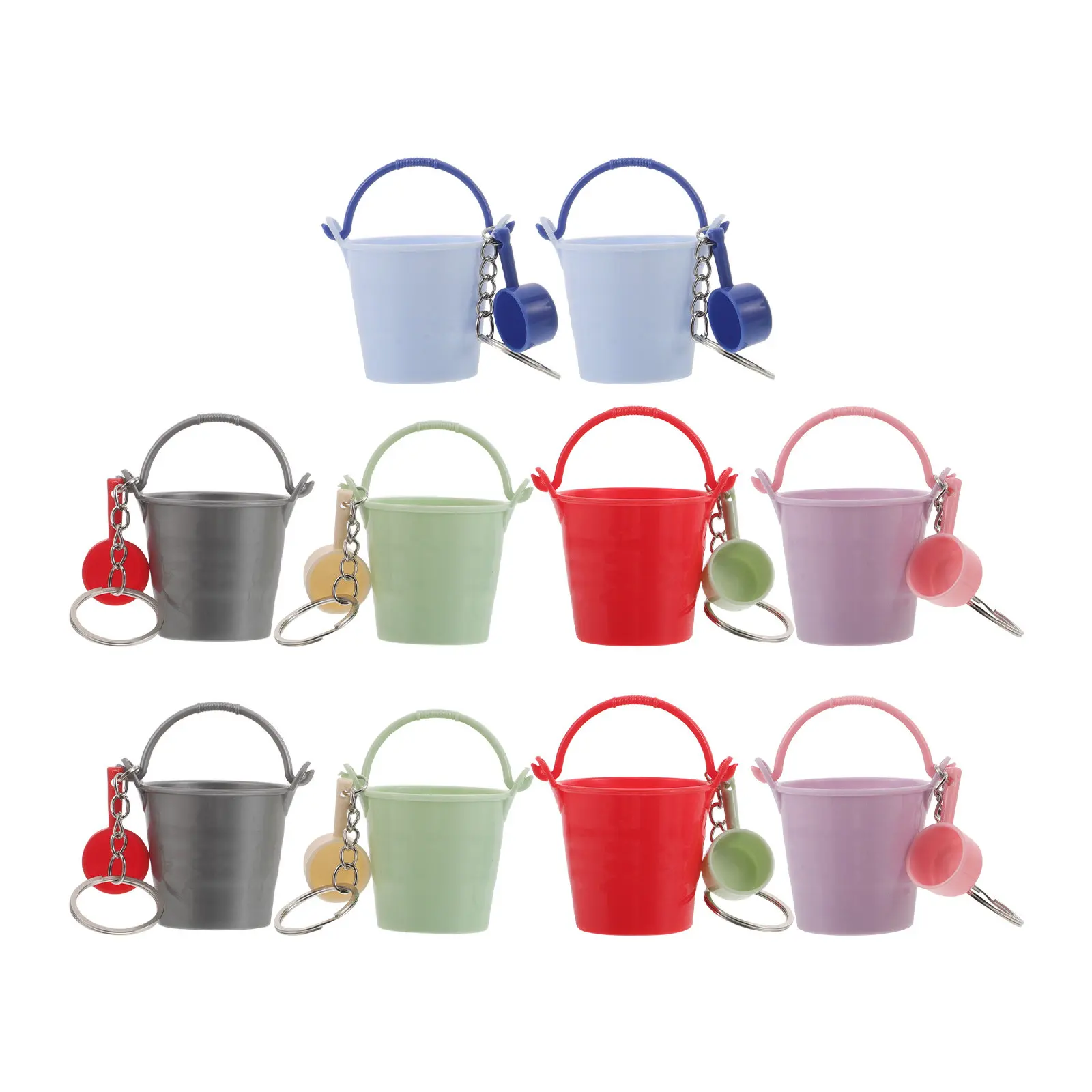 12Pcs Mini Bucket Keychains Plastic Cute Bag Pendant Charms Funny Keychain Accessories Backpack Hanging Decoration Party Favors