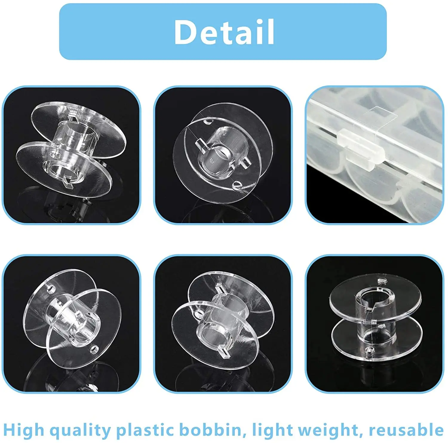 36Pcs Transparent Plastic Sewing Machine Bobbins with Case for Janome Brother Singer Sewing Storage Tool Christmas Gift