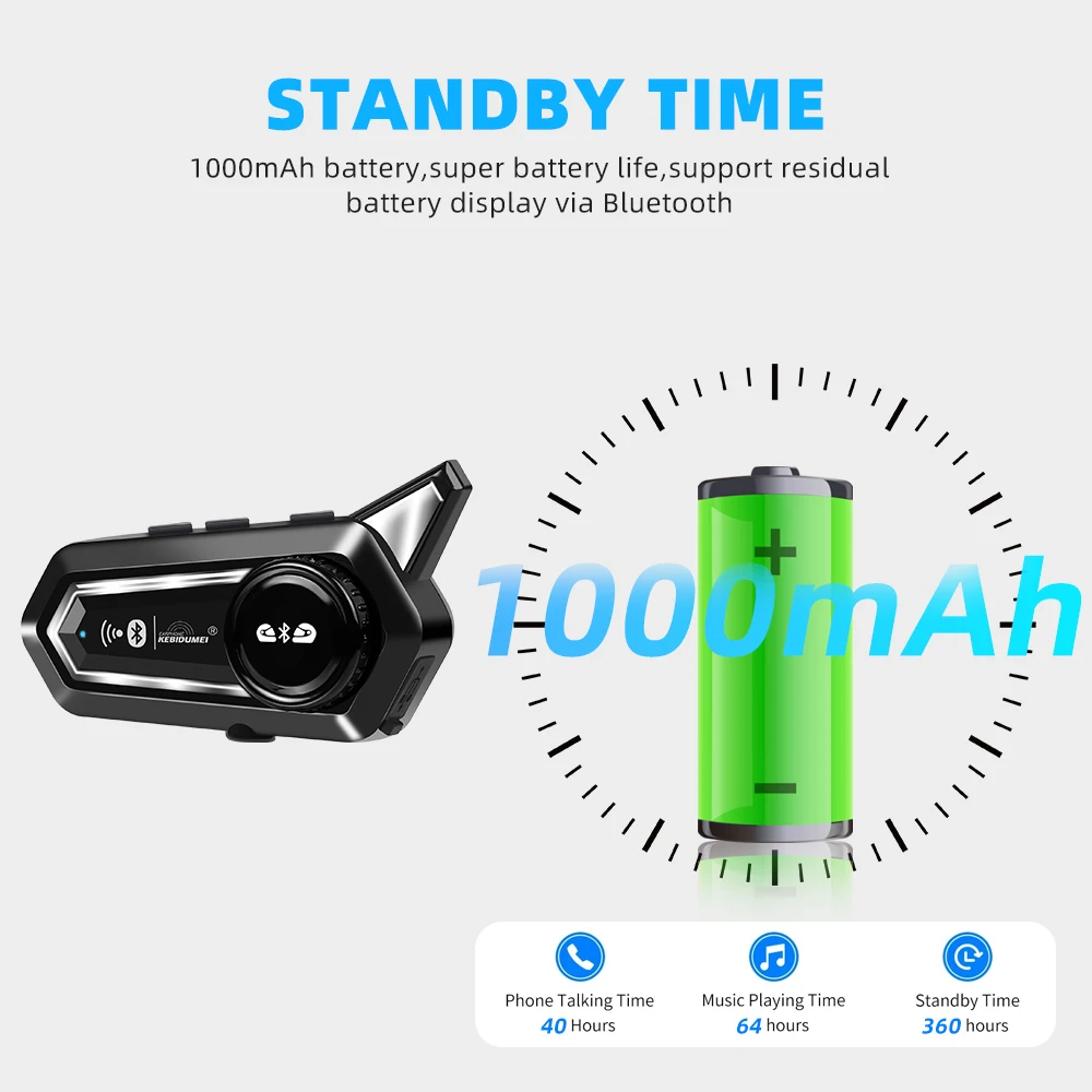 BT31ติดหมวกกันน็อคพร้อมหูฟังบลูทูธกันน้ำ, ชุดหูฟังอินเตอร์คอม1000mAh Moto 500M