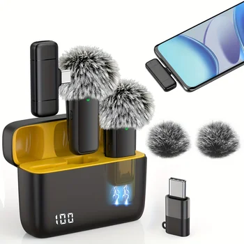 Wireless Microphone Lavalier with Charging Case Windproof Fleece Suitable for Phones…