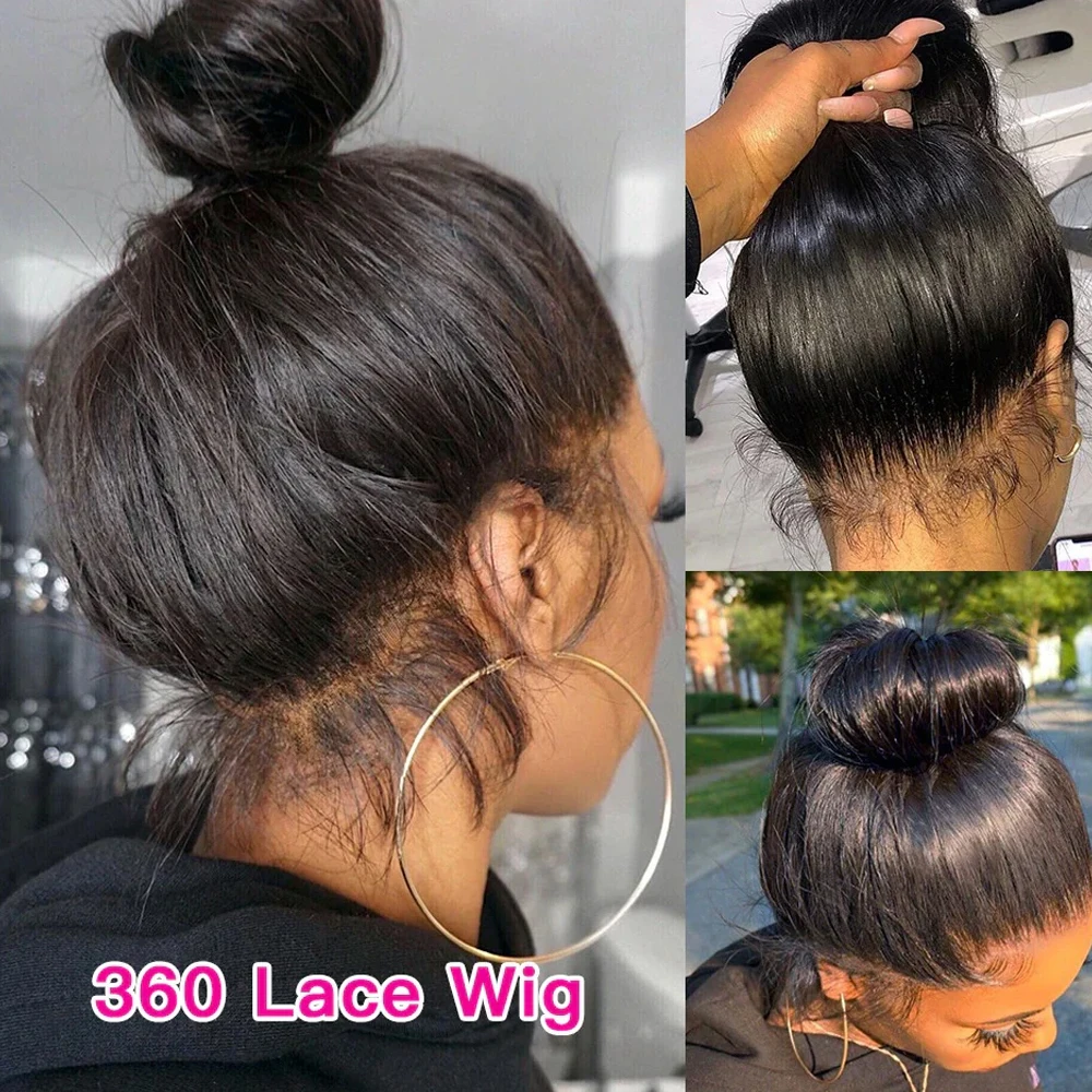 360 Lace Frontal Wig Brazilian Straight Hair 360 Full Lace Wig Human Hair Pre Plucked Transparent 360 Lace Wigs With Baby Hair