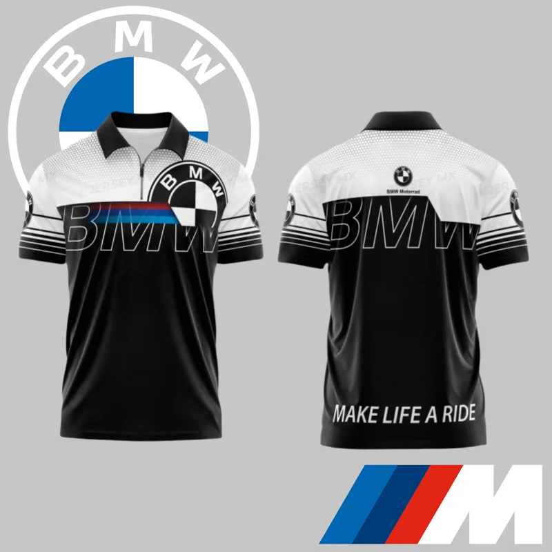 

Быстросохнущая рубашка-поло BMW Car, футболка высокого класса, роскошный повседневный спортивный топ с короткими рукавами, подарок для любителей автомобилей, велосипедный костюм-поло Moto