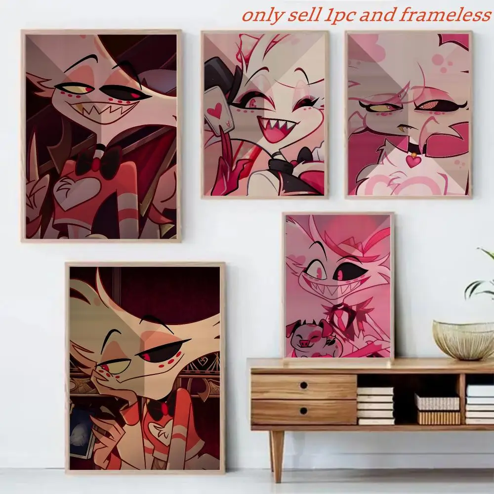 Anime Angel Dust H-hazbin Hotel Poster Canvas Mural For Interior Walls Crease-Free Beautiful For Living Room Bedroom