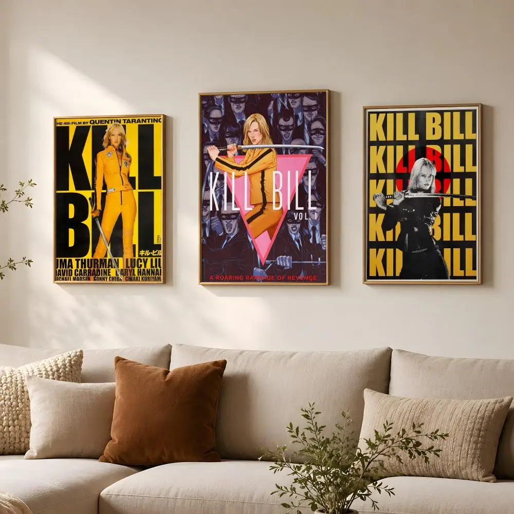 Movie K-Kill Bill-l Poster Vintage Self Adhesive PP Wall Art for Living Room Bar Bedroom Home Decor Gift