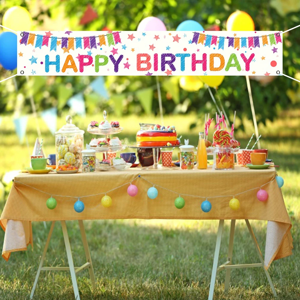 Happy Birthday Decorations Banner Colorful Graffiti Star Flags Kid Adult Birthday Party Decor Photography Background Photo Props
